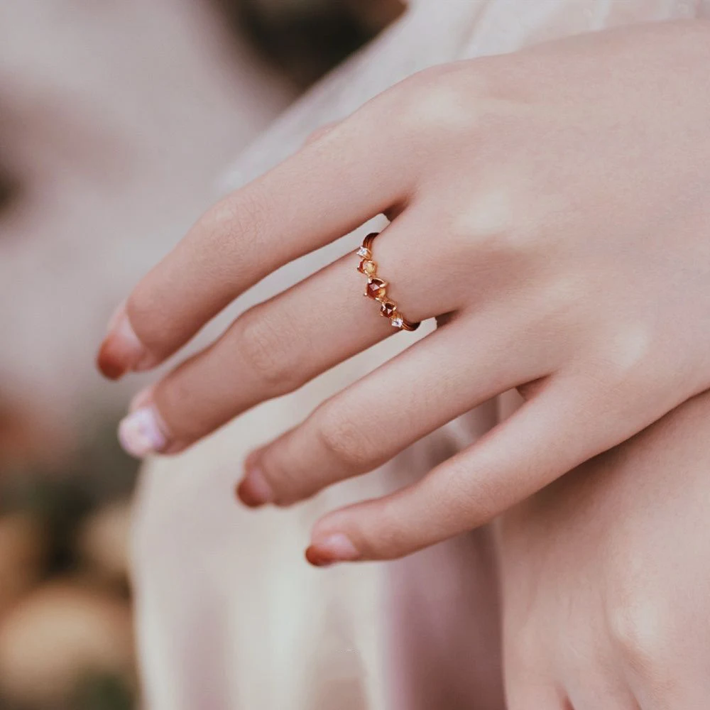 Title 4, Anello granato arancione giapponese da donna Gi...