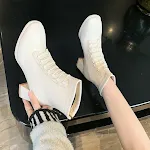 Sapatos femininos casuais, simples, com cadarço, sola macia e formato quadrado na base, perfeitos para uso diário e confortável. — foto 4