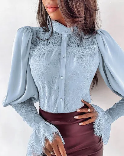 Title 4, Shirt with delicate lace stitching for a touch ...