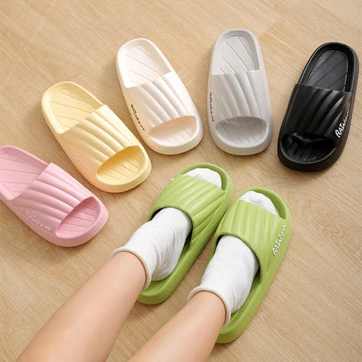 Title 12, Solid Stripe Thick-soled Slippers Summer Non-sl...