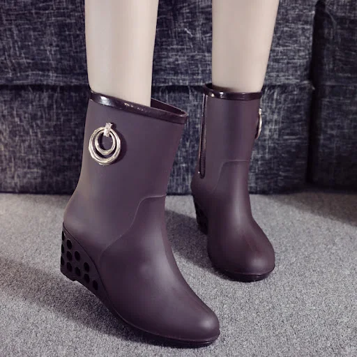 Title 1, Botas de chuva femininas com salto inclinado, c...