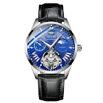 Silver blue black leather