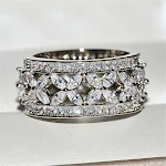 Anel Princesa de Zircônia Cúbica com Laço Vazado, Design Delicado e Sofisticado, Perfeito para Presentear ou Uso Diário — foto 1