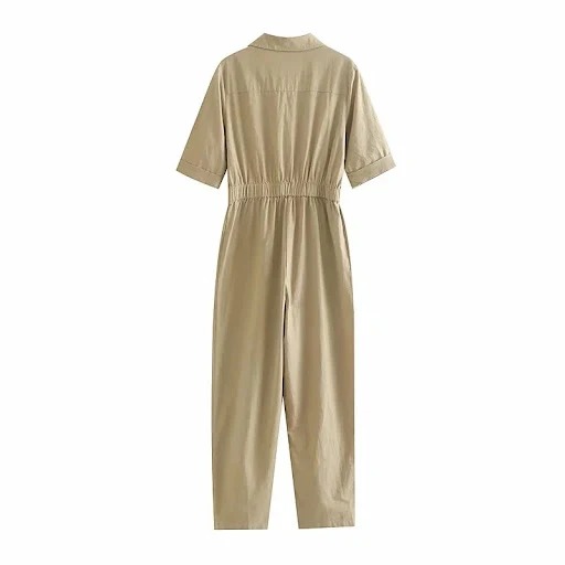 Title 4, Womens Spring New Short-Sleeved Linen Jumpsuit