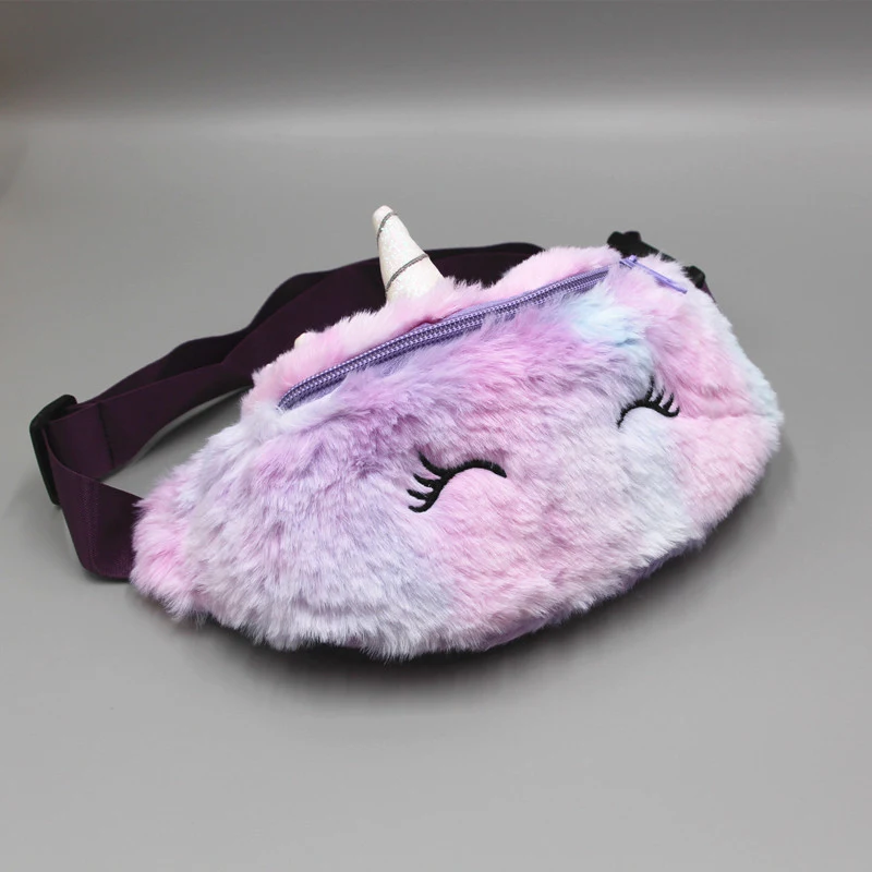 Bolsa de cintura infantil de pelúcia de inverno, bolsa mensageiro de ombro de desenho animado para meninas estudantes, bolsa de peito fofa e prática. — foto 1