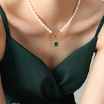 Colar de corrente clavícula retrô com pingente de vento, zircônia e pérola de água doce com fivela OT, elegante e charmoso. — foto 18