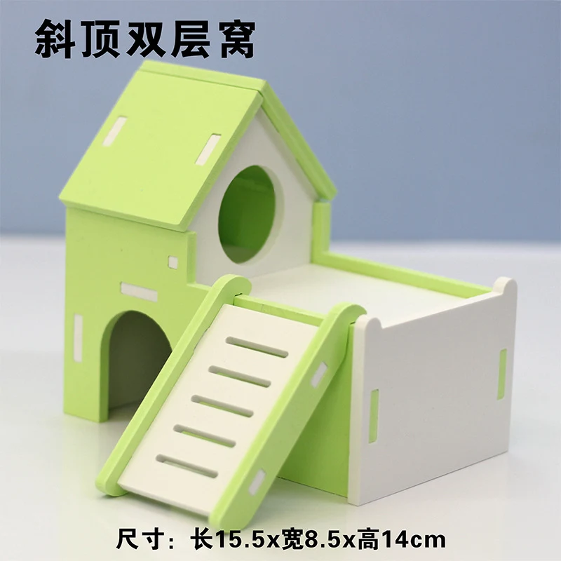Title 12, Inclined roof double layer Hamster Toys Wooden ...