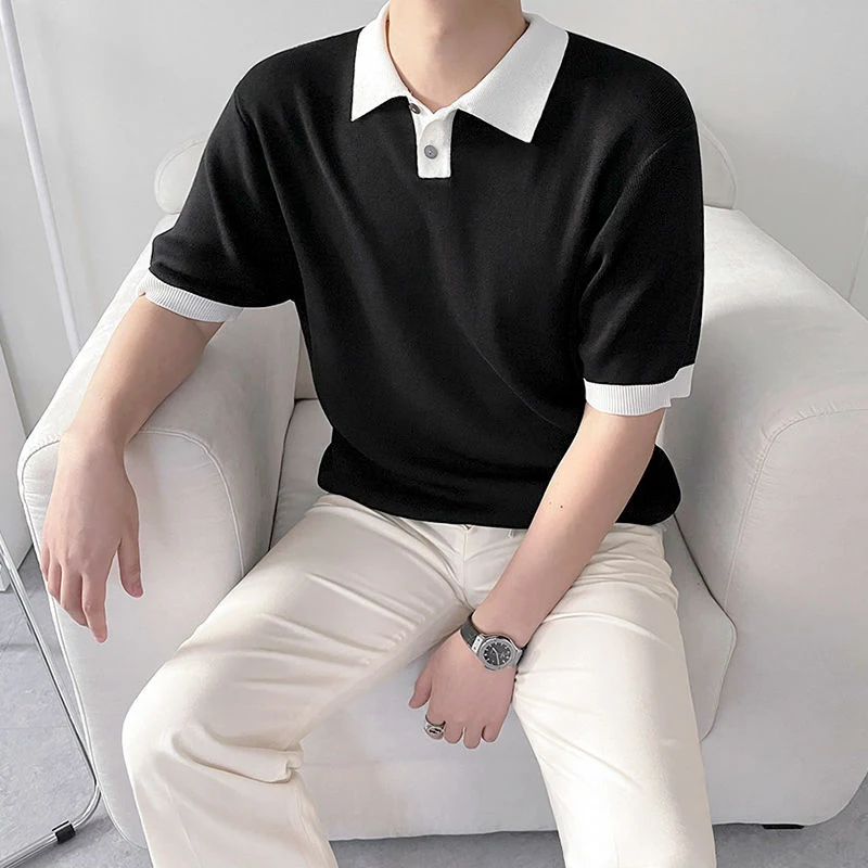 Title 4, Mens Short-Sleeved Knit Polo Shirt, Loose Fit....