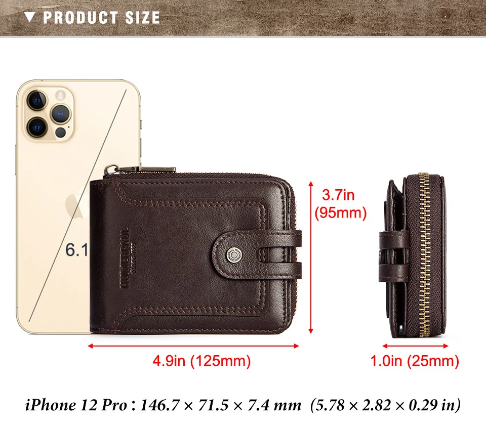 Title 18, Anti-Diebstahl Herren Leder Kurzbrieftasche mit...