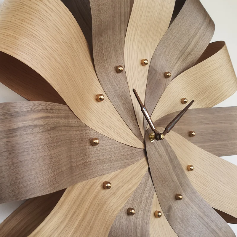 Dekoracja ścienna Time To Turn The Clock, malarstwo dekoracyjne z płatkami z forniru z litego drewna, upiększ swój dom. — zdjęcie 4