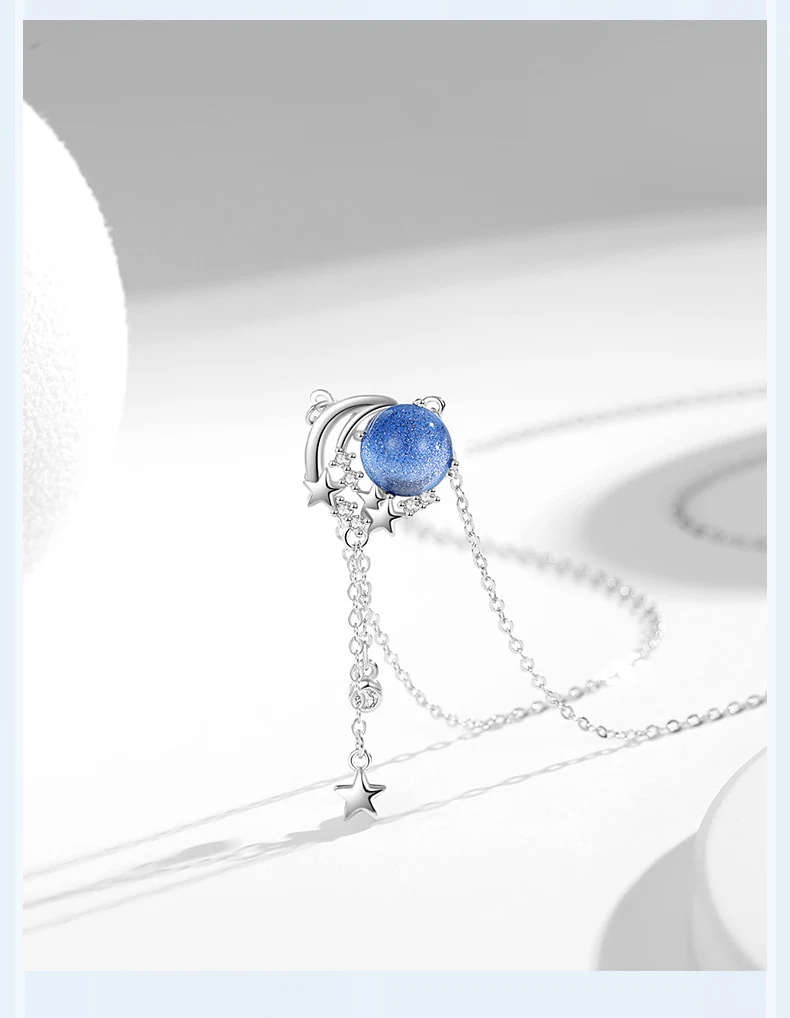 Title 6, Colar de Prata S925 com Pingente de Lua, Design...