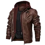 Men's Jacket Coat Leather PU Removable Hood Stylish and Comfortable Everyday Wear Provides Warmth and Protection Versati — photo 2