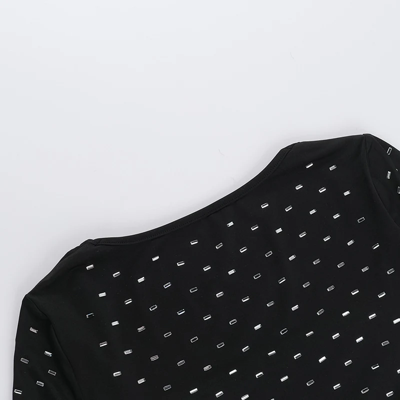 Title 17, Street Style Hot Girl Rhinestone Square Collar ...