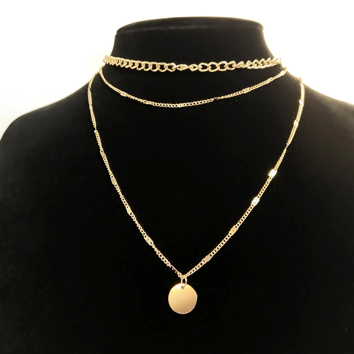 Title 3, Dames Multilayer Ketting, Disc Hanger, Clavicle...
