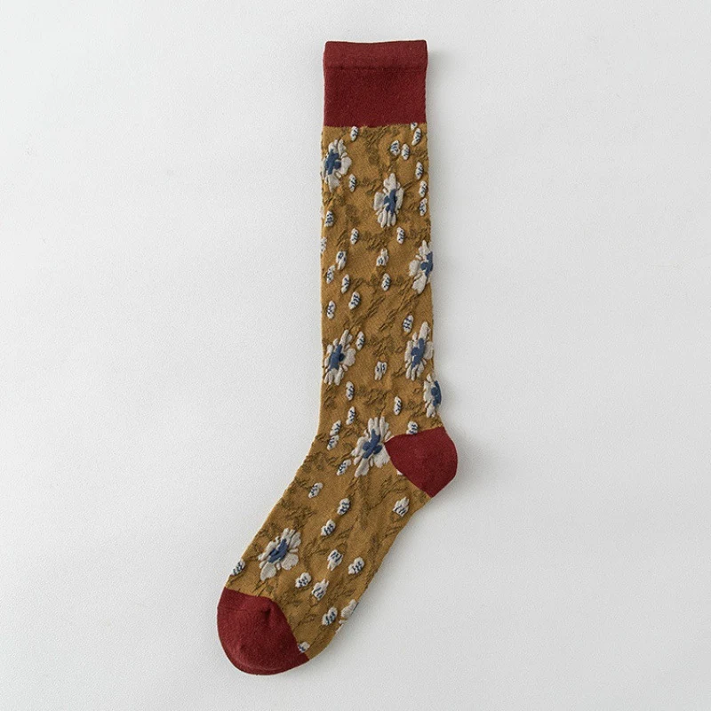 Title 7, Female Pure Cotton Net Red Socks Plant Flowers
