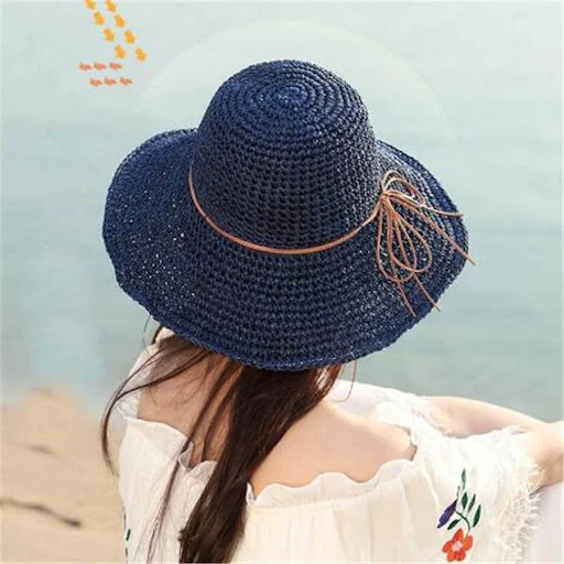 Title 4, Opvouwbare Raffia strandhoed met grote rand voo...