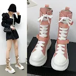 Botas de lona con plataforma y cordones para mujer, calzado casual y cómodo. Perfectas para un look moderno y versátil, ideales para el día a día. — foto 17
