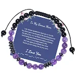 Geweven armband met letter W en natuurlijke amethist. Bevordert rust en evenwicht. Een stijlvol sieraad, perfect cadeau voor welzijn. — foto 3