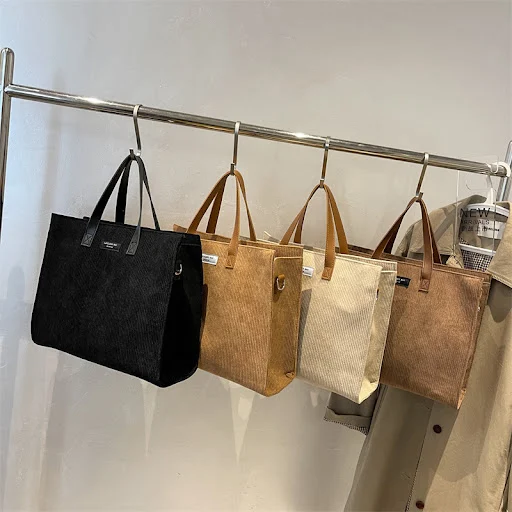 Title 5, Corduroy Large-capacity Generous Bag One-should...