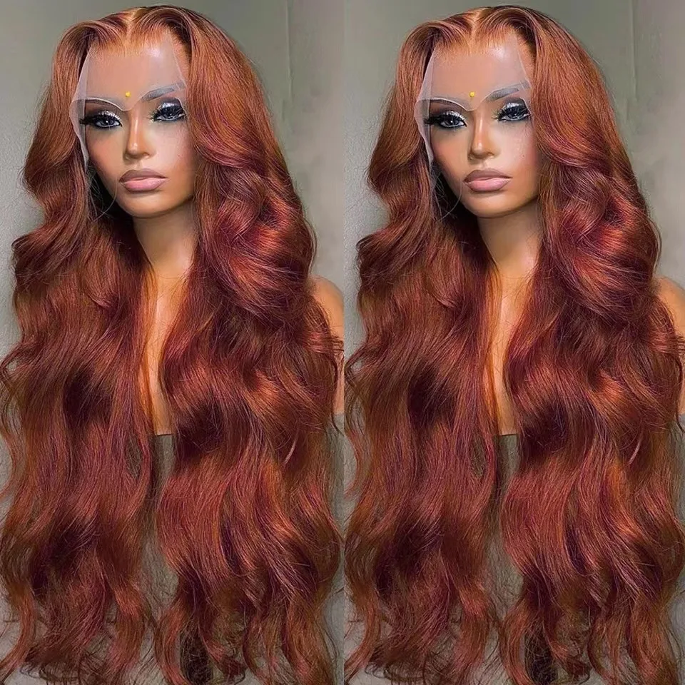Peruca frontal de renda vermelha, cabelo longo cacheado, ondas grandes, fofo, pronta entrega. Crie um visual deslumbrante com volume. — foto 1
