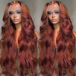 Peruca frontal de renda vermelha, cabelo longo cacheado, ondas grandes, fofo, pronta entrega. Crie um visual deslumbrante com volume. — foto 1