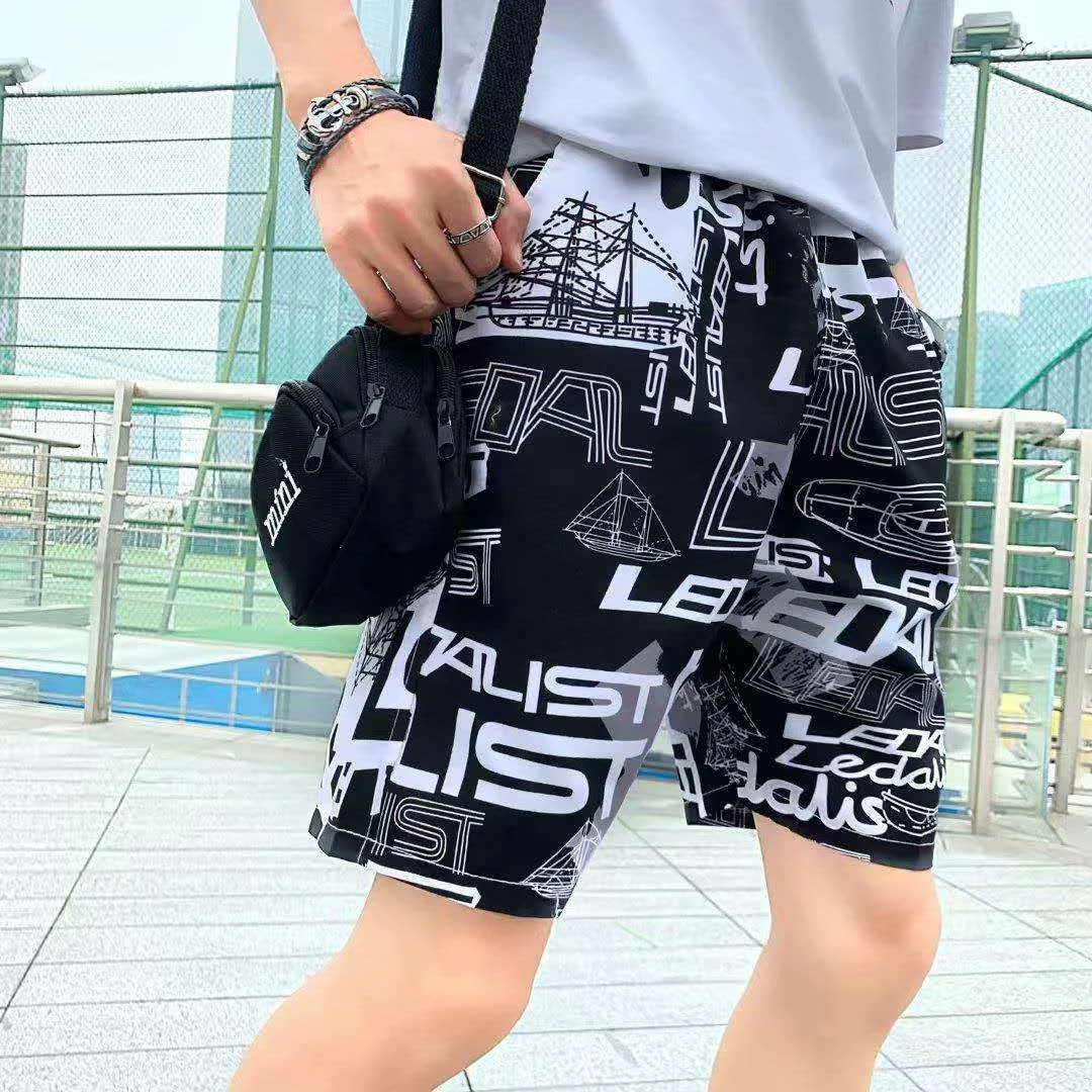 Pantaloni da Spiaggia Uomo Cinque Punti Larghi Shorts Coppia Pantaloni Grandi Comodi Freschi Perfetti per l'Estate. — foto 26