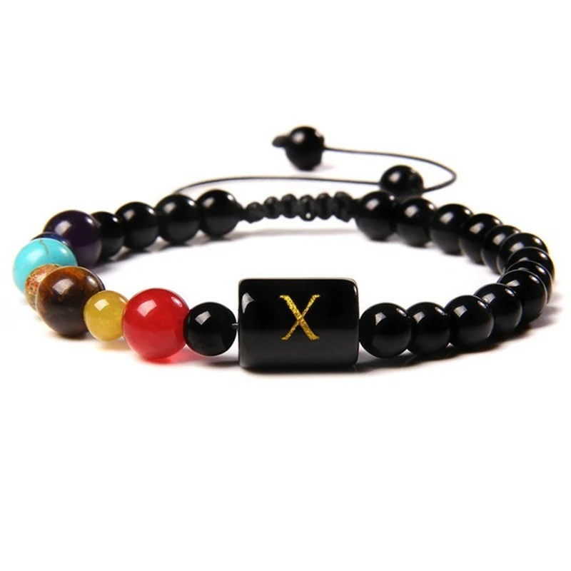 Pulseira de yoga de pedra com 26 letras, sete pulsos, tecida à mão. Promove equilíbrio, meditação e bem-estar, conectando você com a energia da natureza. — foto 4