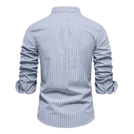 Title 6, Camisa masculina de algodão e linho listrada de...