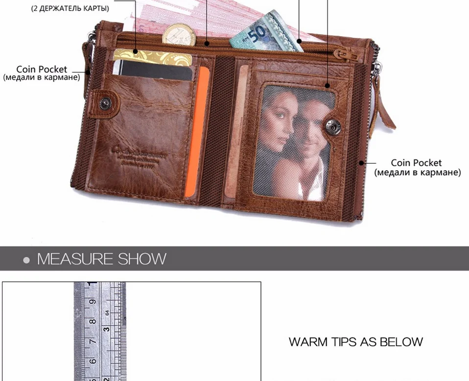 Title 3, Genuine Leather Mens Short Chic Coin Purse Com...