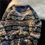 Heren losse retro etnische vrijetijdswarme trui, perfect voor ontspanning. Comfort en stijl gecombineerd in deze warme trui. Ideaal voor vrije tijd. — foto 2