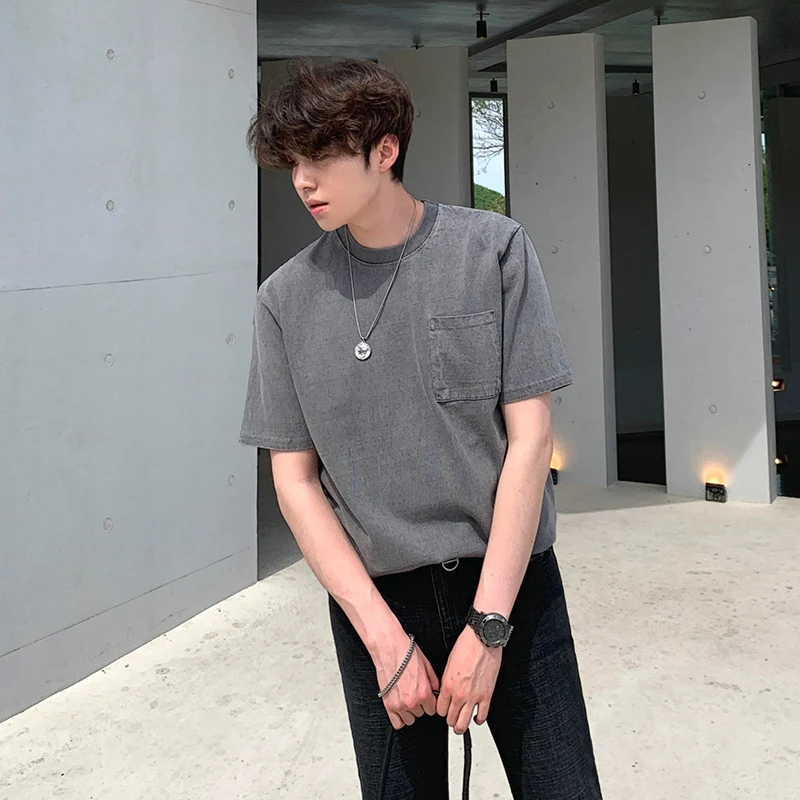 Title 8, Camiseta masculina de manga curta com lavagem v...