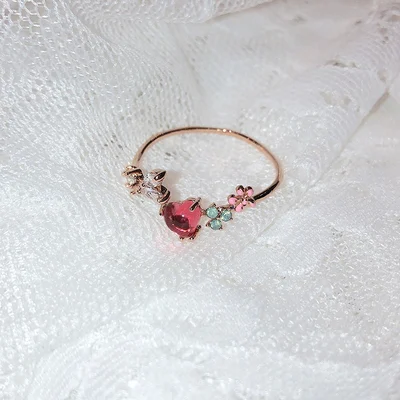 Anel de dedo indicador de flor de cristal com lua pequena, um toque delicado para o visual feminino, perfeito para um estilo romântico. — foto 15