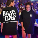 T-shirt met letters voor en achter, Europese en Amerikaanse stijl, korte mouwen, losse pasvorm met lage schouders voor een casual look. — foto 4