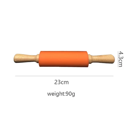 Title 4, Silicone Rolling Pin with Wooden Handle for Noo...