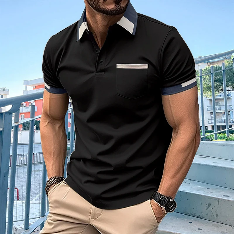 Gestreepte V-hals overhemd met borstzak en knopen. Comfortabel en stijlvol voor een casual look, ideaal voor dagelijks gebruik en vrije tijd. — foto 6