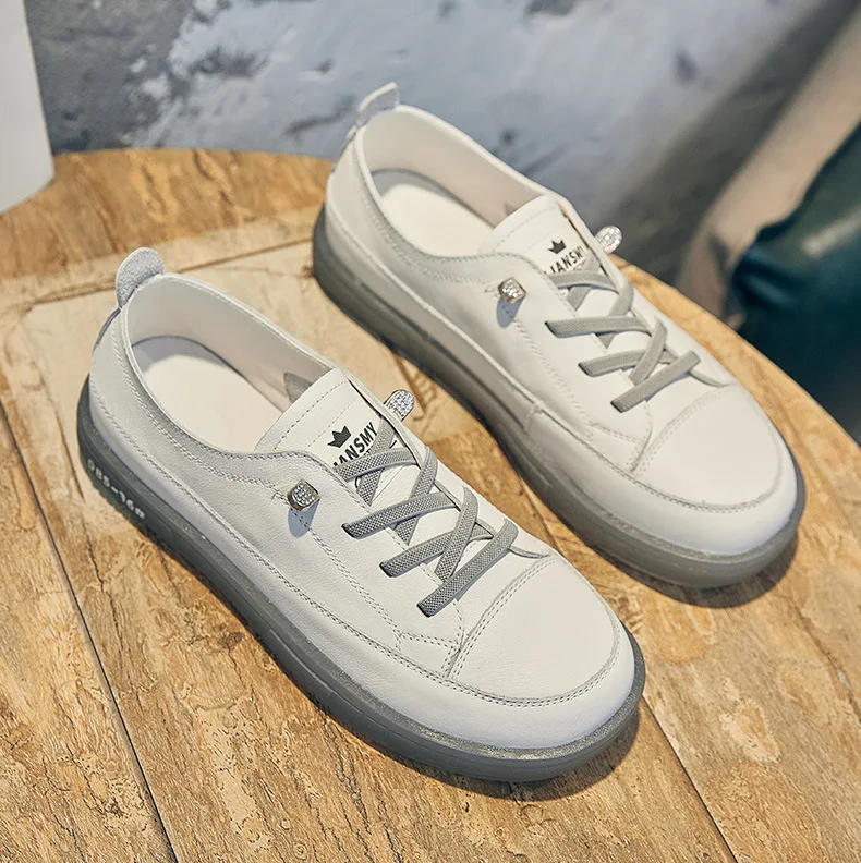 Title 6, Womens First Layer White Leather Shoes