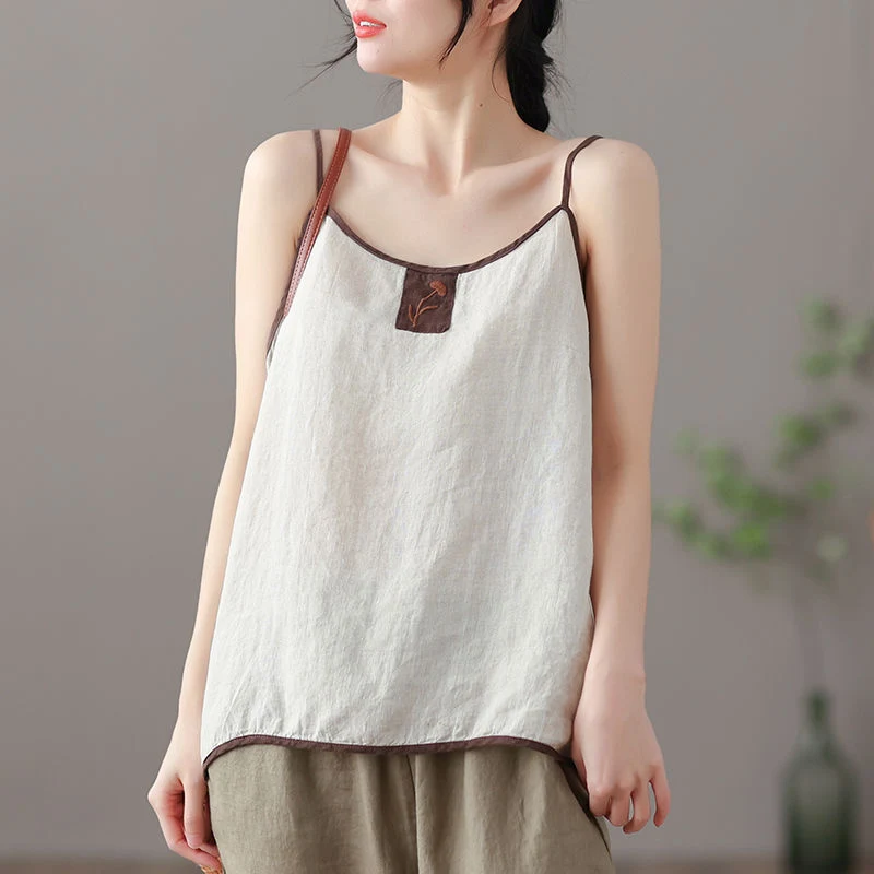 Title 5, Summer Thin Cotton Linen Top Ladies Embroidered...