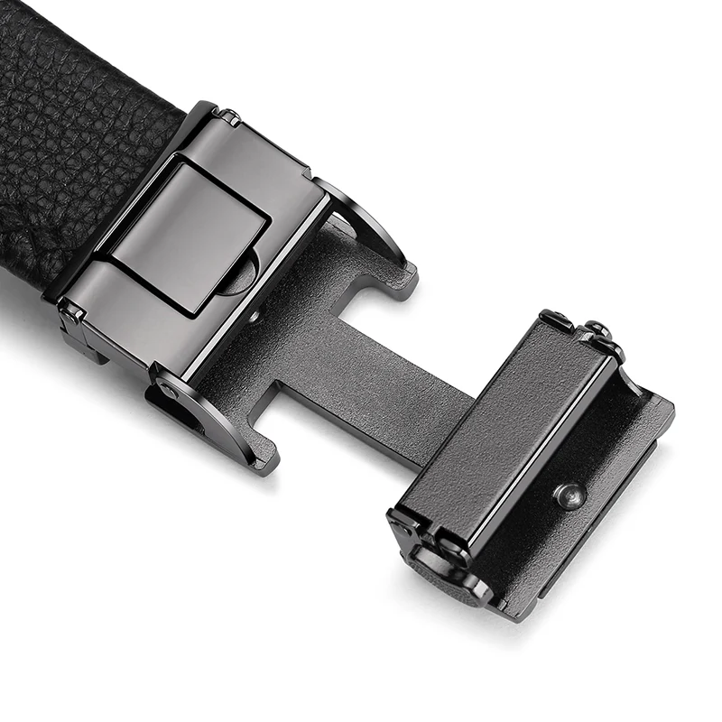 Men's automatic buckle leather belt with lychee pattern, combining style, comfort and convenience. The perfect accessory — photo 6
