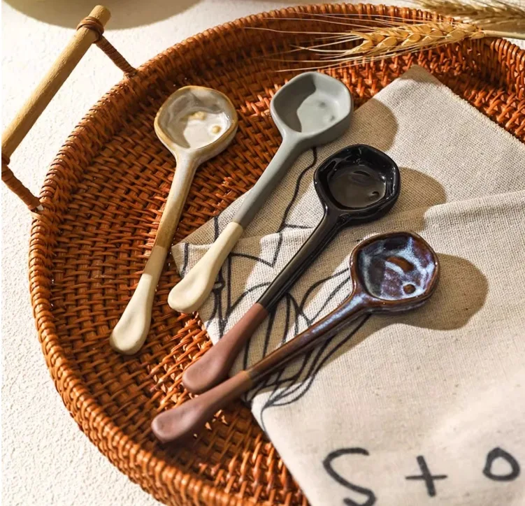 Title 2, Ceramic Long Handle Small Spoon for Household D...