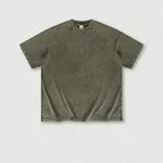 T-shirt da uomo con maniche corte divise raglan, tinto con cera e lavabile, perfetto per comfort e stile, facile da curare — foto 8
