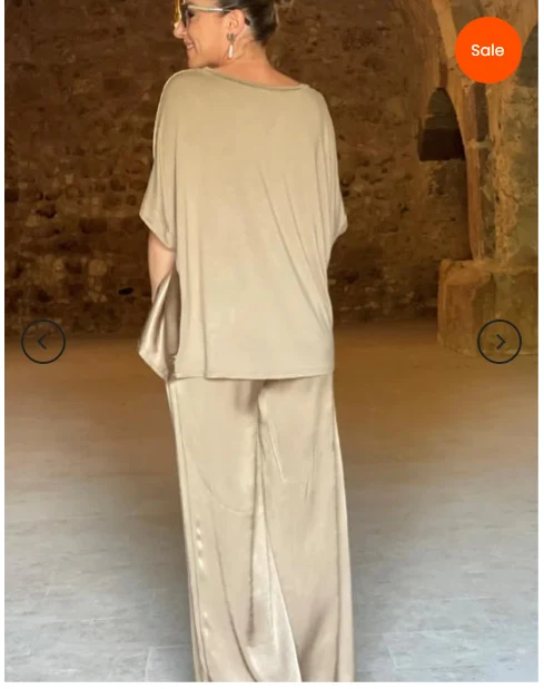 Title 4, Casual V-neck Short Sleeve Wide Leg Pants Suit