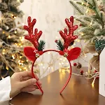 Tiara de Natal feminina com sinos de chifre de alce grandes e lantejoulas, perfeita para festas, celebrações e fantasias natalinas. — foto 5