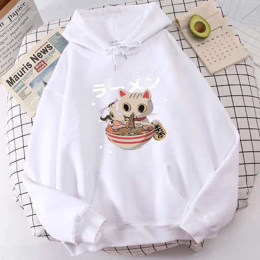 Title 5, Felpa da donna con stampa di gatto alla moda, i...