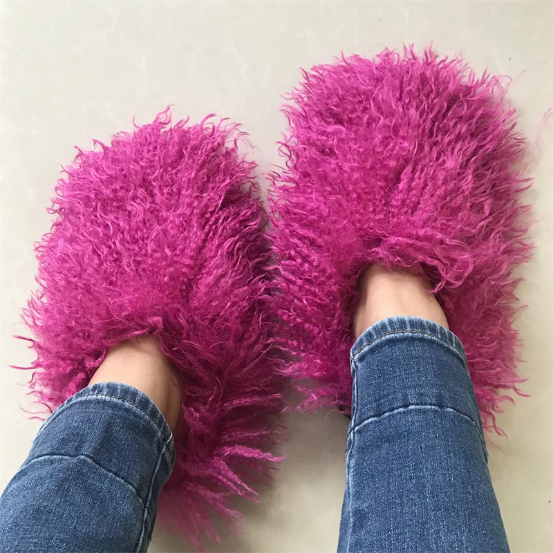 Pantufas femininas de algodão quentes Imit. Pele de ovelha Maomao, botas de neve, conforto e calor para seus pés no inverno. — foto 9