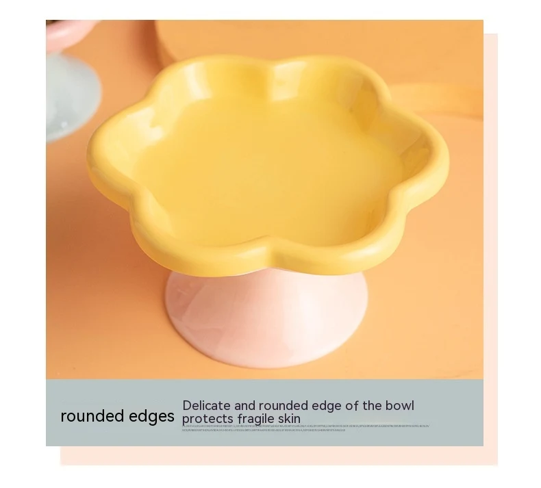 Title 18, Ceramic Pet Cat Bowl with Flower Design, High F...