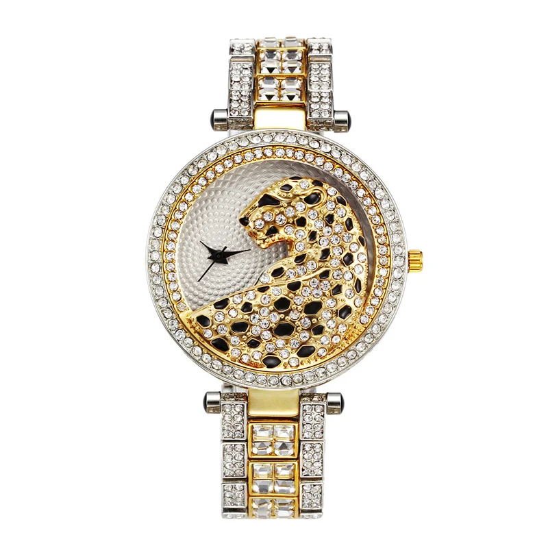 Relógio feminino Cheetah com pulseira de diamantes, luxo e sofisticação no seu pulso. Design elegante para mulheres que valorizam o requinte. — foto 2