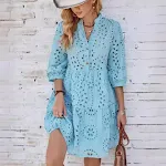 Women's Fashion Solid Color Buttons Dress. A stylish and versatile dress for any occasion. Enjoy comfort and elegance wi — photo 6