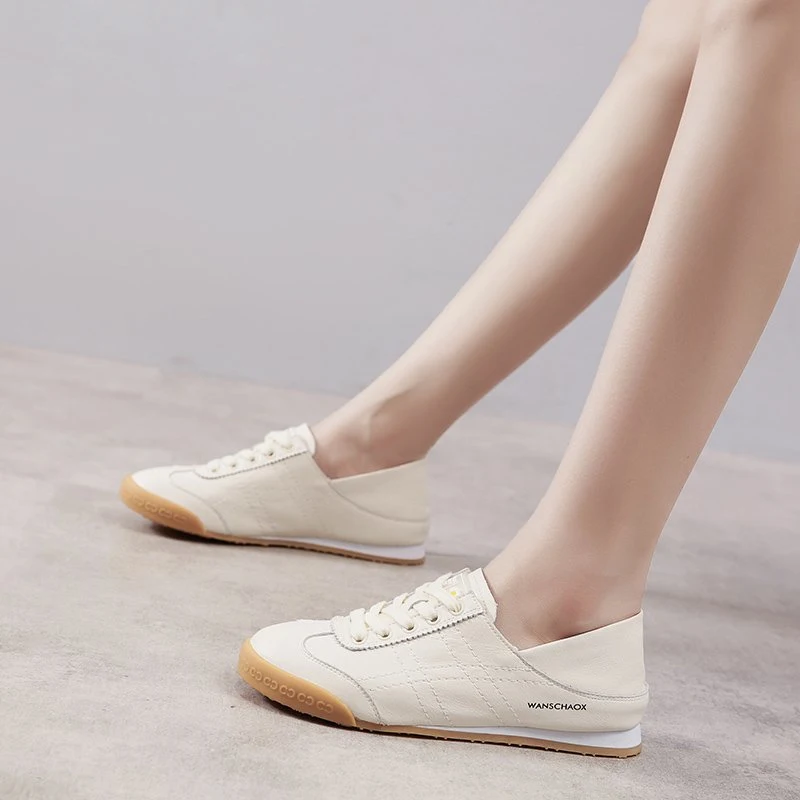 Title 11, White womens spring shoes, leather feel, super...