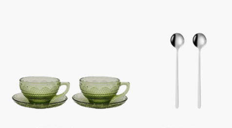 Title 2, Glass Coffee Cup and Saucer, Thick Heat-resista...