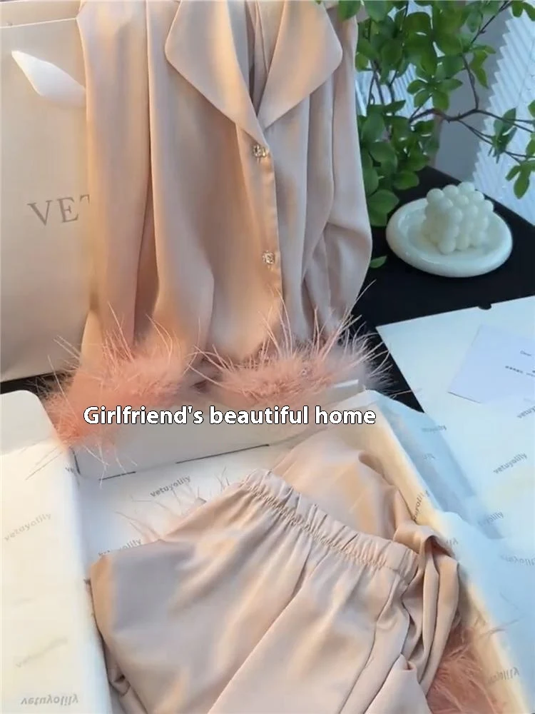 Ropa de hogar de seda de manga larga de alta calidad que se puede usar en el exterior — foto 10
